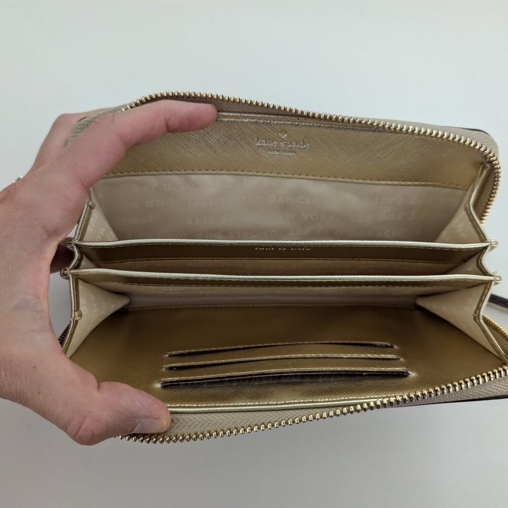 New? Mint Condition!! Kate Spade New York Gold Wallet Wristlet - Picture 13 of 13